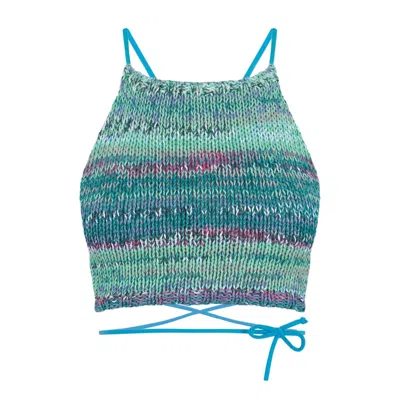 Shareyourluce Women's Pink / Purple / Green Emerald-green Sunkissed Knit Top In Pink/purple/green