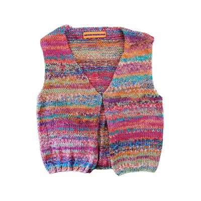 Shareyourluce Women's Red / Yellow / Orange Raspberry Happiness Knitted Vest In Red/yellow/orange