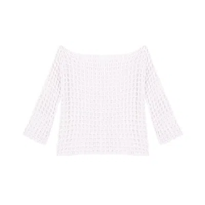 Shareyourluce Women's White Fishnet Top