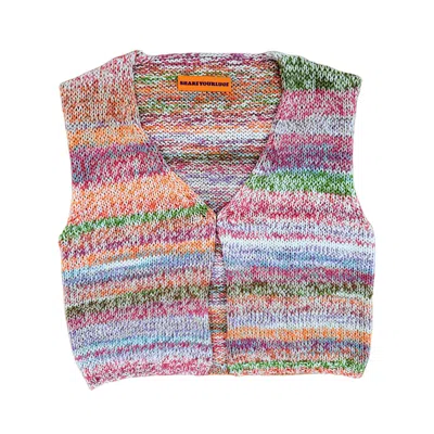 Shareyourluce Women's Yellow / Orange / White White Happiness Knitted Vest In Yellow/orange/white