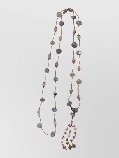 Sharing Long Beaded Necklace Tassel Detail In Gold