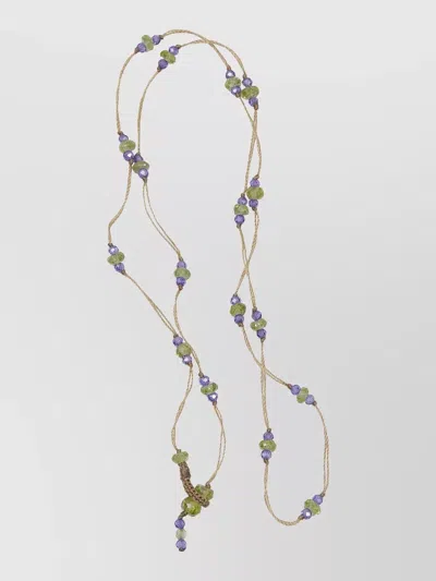 Sharing Loopy Duo Peridot Long Beaded Necklace In Gold