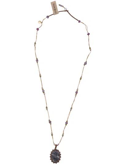 Sharing Short "tibetan Vvv Rutile" Pendant Necklace In Metallic