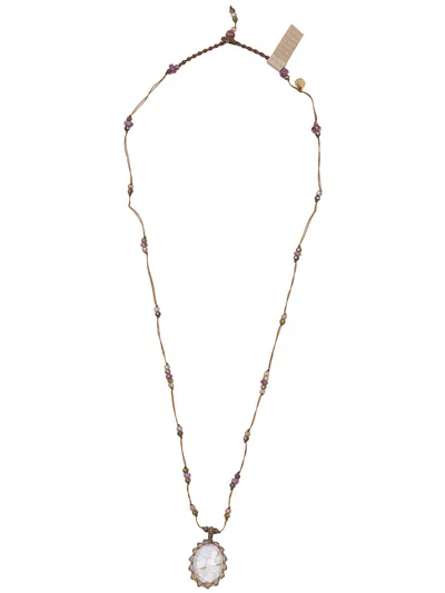 Sharing Short "tibetan Vvv Rutile" Pendant Necklace In Brown