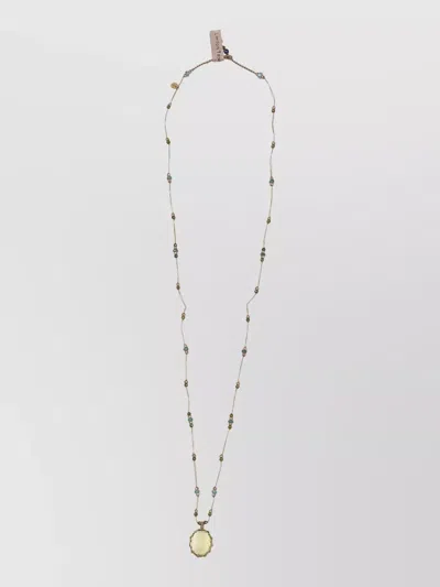 Sharing Tibetan V Long Pendant Beaded Necklace In Metallic