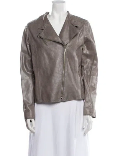 Pre-owned Sharis Place Private Label Biker Jacket In Gray