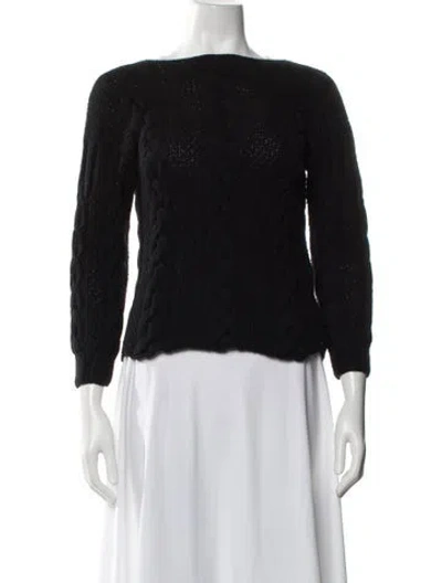 Pre-owned Sharis Place Private Label Cashmere Bateau Neckline Sweater In Black