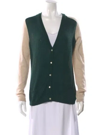Pre-owned Sharis Place Private Label Cashmere Colorblock Pattern Sweater In Green