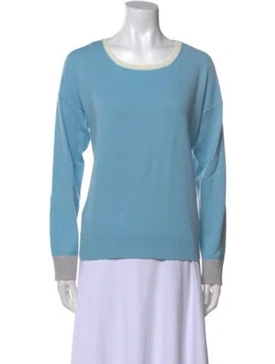 Pre-owned Sharis Place Private Label Cashmere Scoop Neck Sweater In Blue