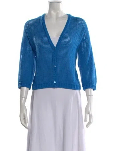 Pre-owned Sharis Place Private Label Cashmere V-neck Sweater In Blue