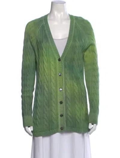 Pre-owned Sharis Place Private Label Cashmere V-neck Sweater In Green