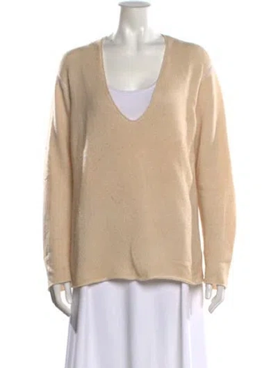 Pre-owned Sharis Place Private Label Cashmere V-neck Sweater In Neutral