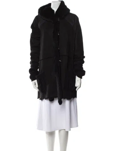 Pre-owned Sharis Place Private Label Lambskin Coat In Black