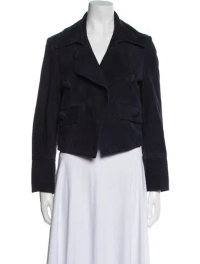 Pre-owned Sharis Place Private Label Leather Biker Jacket In Blue