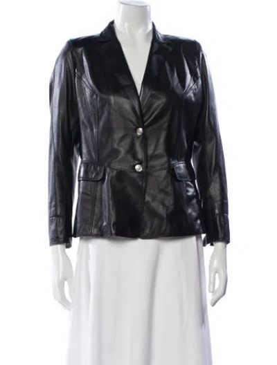 Pre-owned Sharis Place Private Label Leather Blazer In Black