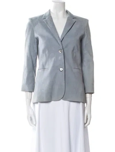 Pre-owned Sharis Place Private Label Leather Blazer In Blue