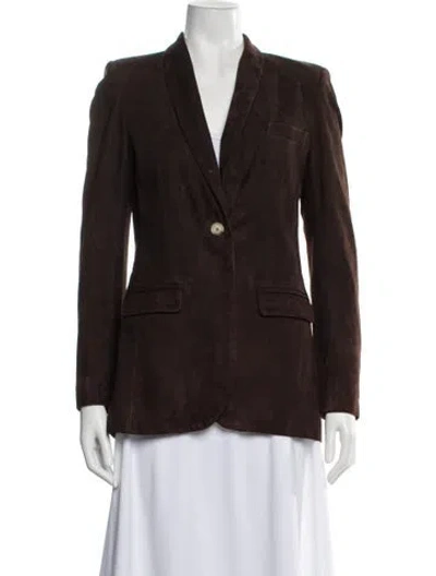 Pre-owned Sharis Place Private Label Leather Blazer In Brown