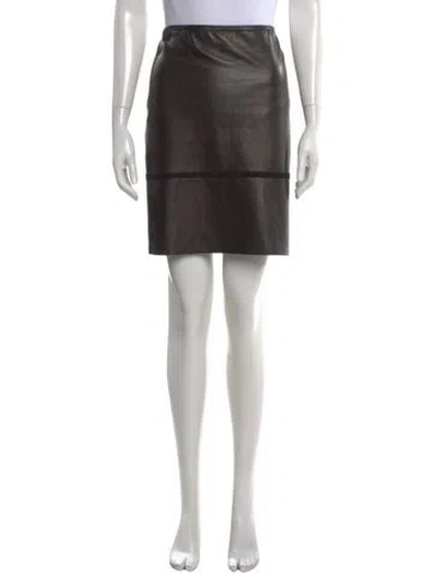 Pre-owned Sharis Place Private Label Leather Knee-length Skirt In Gold