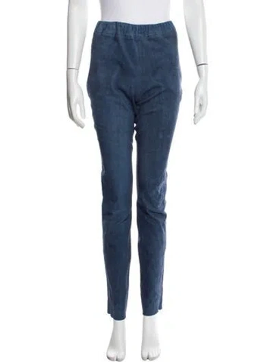 Pre-owned Sharis Place Private Label Leather Skinny Leg Pants In Blue