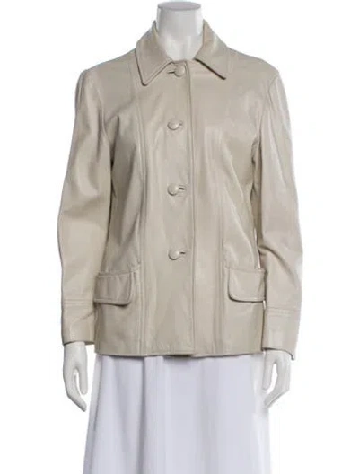 Pre-owned Sharis Place Private Label Leather Utility Jacket In Neutral