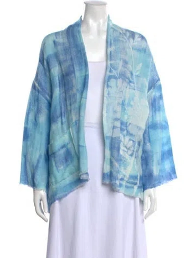 Pre-owned Sharis Place Private Label Linen Printed Sweater In Blue