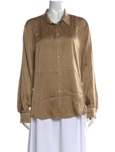 Pre-owned Sharis Place Private Label Long Sleeve Button-up Top In Neutral