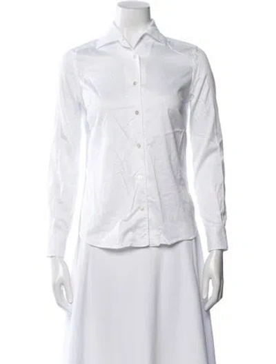 Pre-owned Sharis Place Private Label Long Sleeve Button-up Top In White