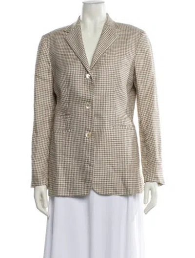 Pre-owned Sharis Place Private Label Plaid Print Blazer In Neutral