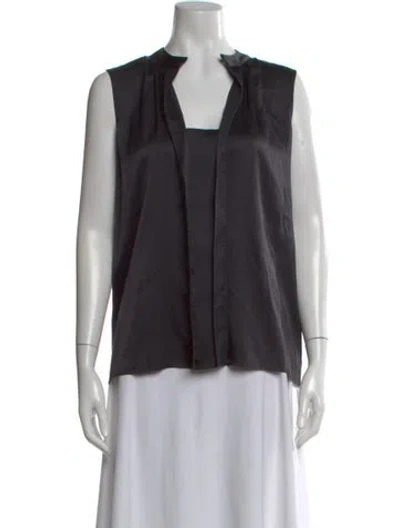 Pre-owned Sharis Place Private Label Silk Asymmetrical Top In Black