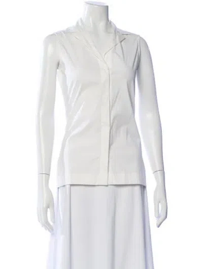 Pre-owned Sharis Place Private Label Sleeveless Button-up Top In White