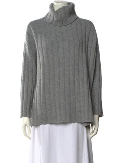Pre-owned Sharis Place Private Label Virgin Wool Turtleneck Sweater In Gray