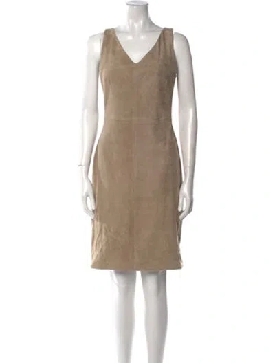 Pre-owned Sharis Place Private Label V-neck Knee-length Dress In Neutral