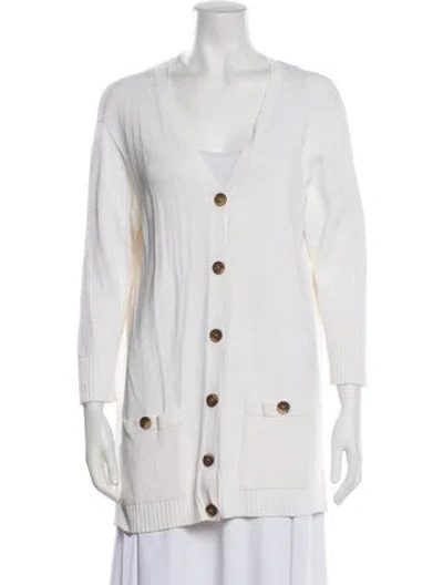 Pre-owned Sharis Place Private Label V-neck Sweater In White