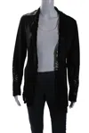 Sharis Place Womens Black Suede Leather Cut Out Long Sleeve Jacket In Black