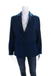 Sharis Womens Two Button Notched Lapel Knit Blazer Jacket Blue Wool In Blue