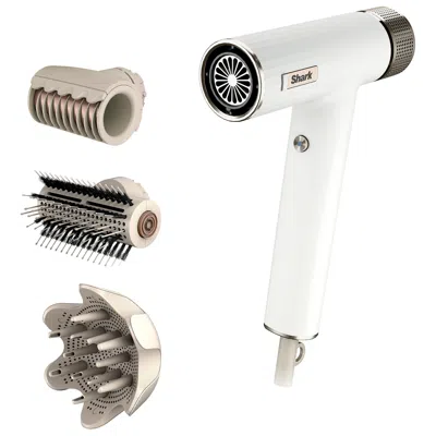 Shark Beauty Shark Speedstyle Rapidgloss Finisher And High-velocity Hair Dryer For Curly And Coily Hair In White