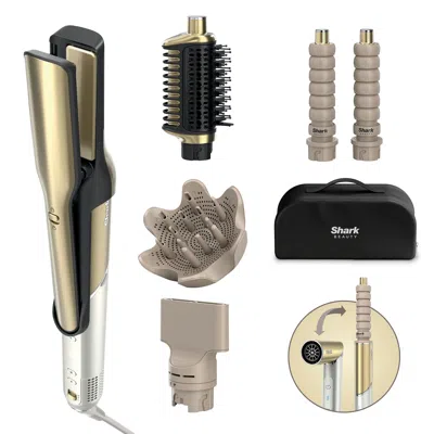 Shark Glam 5-in-1 Hot Tool Air Styling + Drying System Gold - For Straight, Sleek, Wavy And Bouncy Styles
