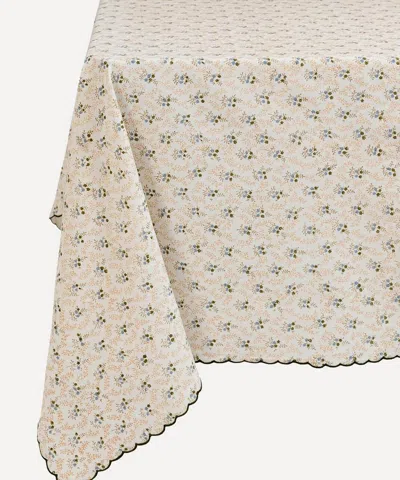 Sharland England Little Flower 270cm X 180cm Rectangle Tablecloth In Green