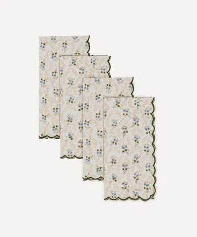 Sharland England Little Flower Napkins Set Of Four In Green