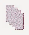Sharland England Little Flower Napkins Set Of Four In Red