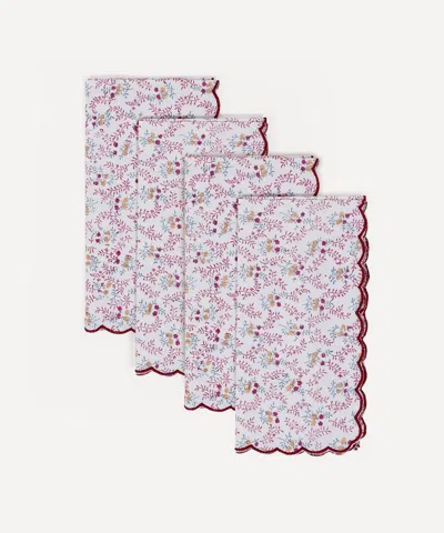 Sharland England Little Flower Napkins Set Of Four In Red