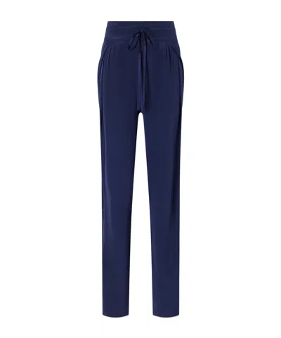 Sharon Wauchob The Vardar Silk-blend Straight-leg Pants In Blue