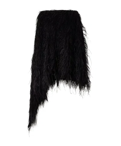 Sharon Wauchob Feathers-embellished Silk Cape In Black