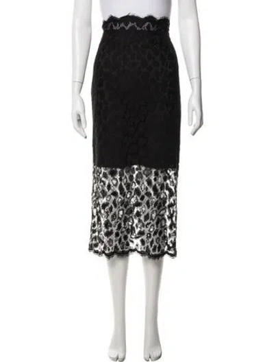 Pre-owned Sharon Wauchob Lace Pattern Midi Length Skirt In Black