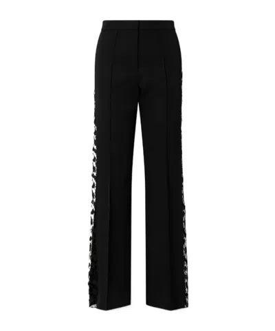 Sharon Wauchob Lace-trimmed Cotton And Silk-blend Straight-leg Pants In Black