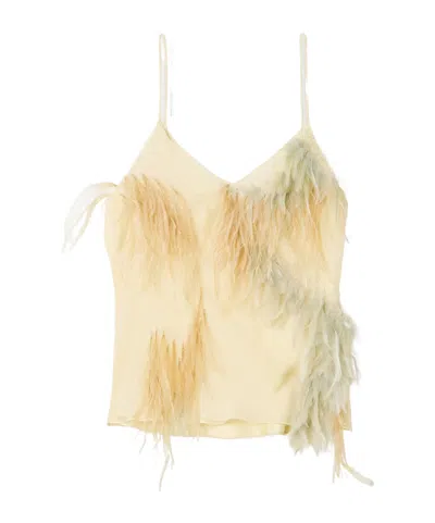 Sharon Wauchob Pale Yellow Vneck Camisole With Thin Straps In Neutral