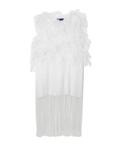 Sharon Wauchob Ros Feather-embellished Fringed Silk-tulle Mini Dress In White