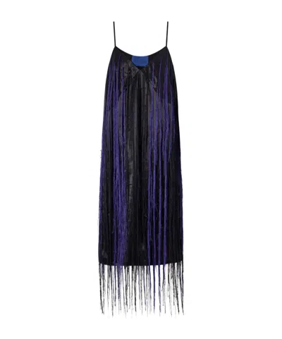Sharon Wauchob Katia Fringed Satin-twill Midi Dress In Multi