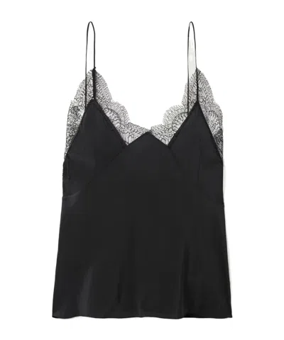 Sharon Wauchob Capucines Scalloped Lace-trimmed Silk Crepe De Chine Camisole In Black