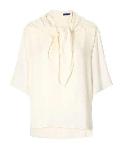 Sharon Wauchob Anita Scarf-detailed Satin T-shirt In Neutral